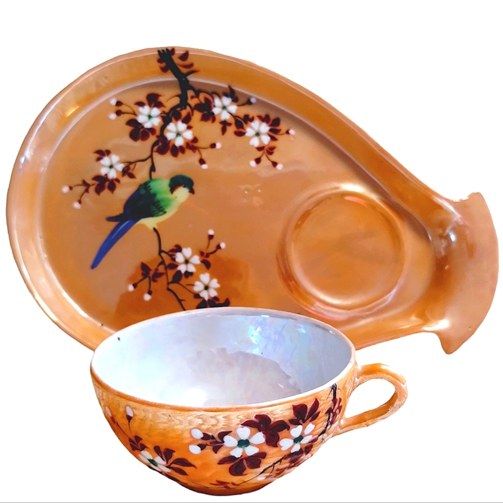 Lusterware Tea Cup & Plate Hand Painted in Japan